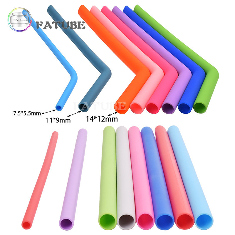 Coupling 8Mm - 10PCS Fatube Silicone Straw Curved Straws