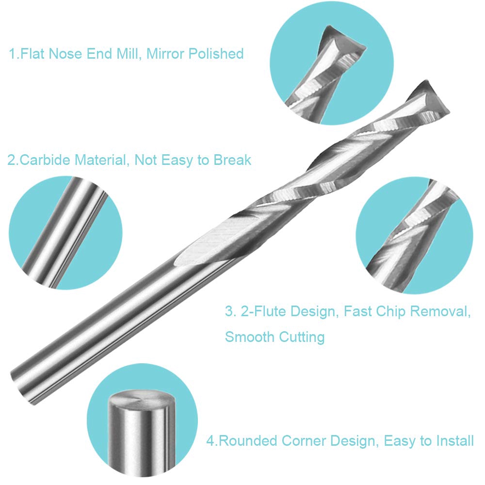 10pcs 3.175 1/8 Shank 2 Flutes - End Mill Set ulasan dan harga